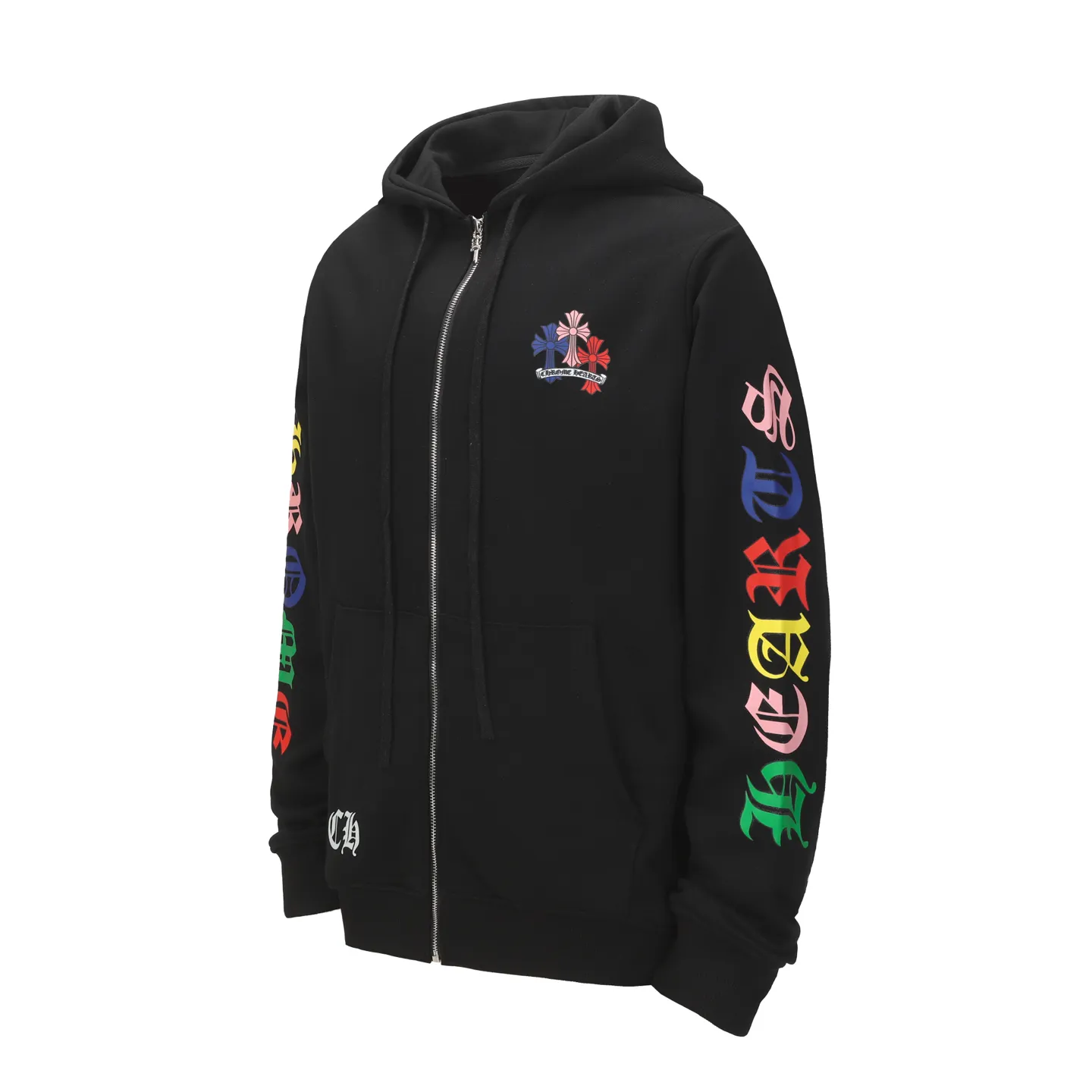 P250 cross-border model, please do not place an order if you are pursuing quality - Chrome Hearts/Chrome Hearts Colorful Cross ✝️ Printed zipper sweatshirt cardigan jacket - High weight, high density and high quality. The wool is soft, delicate and skin-friendly. It feels soft and silky. It has excellent warmth and skin-friendly properties - Custom-woven and dyed, no color difference. No matter the fabric or workmanship details, it beats the ordinary version on the market - Hardware zipper accessories are all customized, full of details - Color: black white -Size: S M L XL